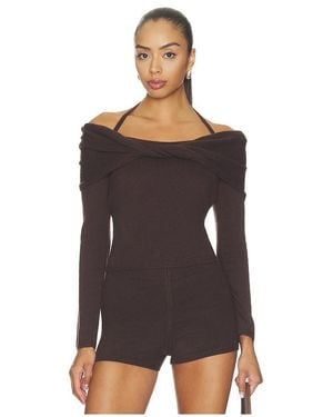 Jonathan Simkhai Cambria Long Sleeve Off Shoulder Top - Black