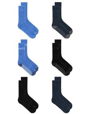Calvin Klein 6 Pack Recycled Poly Cushion Crew Socks - Blue