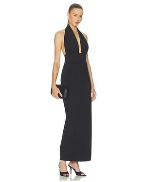 Shona Joy Campbell Halter Plunged Maxi Dress - Black