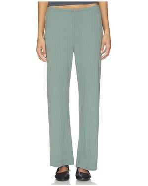 DONNI. The Pointelle Simple Crop Pant - Green