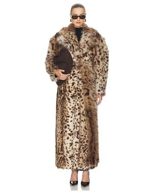 AKNVAS Kassel Faux Fur Lynx Long Coat - Multicolour