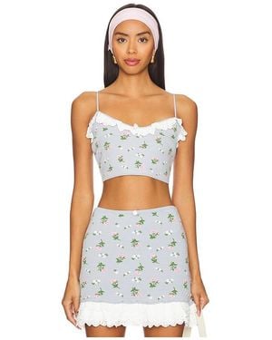 For Love & Lemons Amalia Knit Crop Top - White