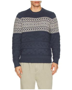 Marine Layer Textured Fair Isle Jumper - Blue