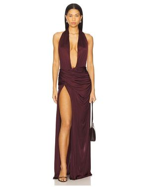 Courtney Zheng Selene Plunge Jersey Gown - Red
