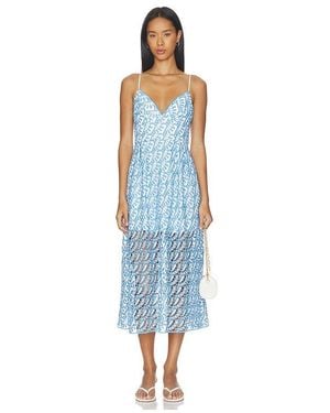 MILLY Hazel Embroidered Midi Dress - Blue