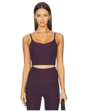 Beyond Yoga Spacedye Raised The Barre Shirred Cropped Tank Top - Blue