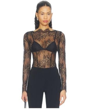 Shona Joy Lambent Lace Long Sleeve Bodysuit - Black
