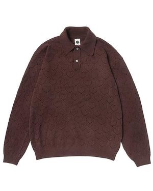vowels Eyelet Polo - レッド
