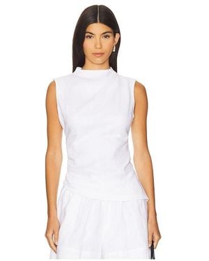 AEXAE Linen Ruched Top - White