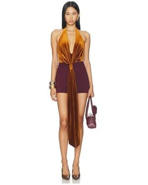 SER.O.YA Vika Velvet Bodysuit - Orange