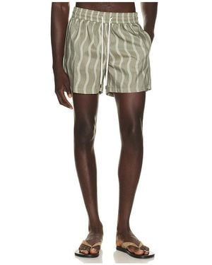 Frescobol Carioca Rio Linen Blend Cabana Wave Swim Short - Natural