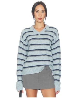 Lovers + Friends Lindy Striped V-Neck Jumper - Blue