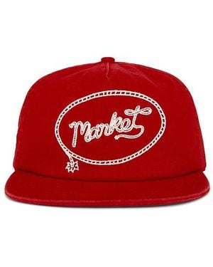 Market Lasso Lockup 5 Panel Hat - Red