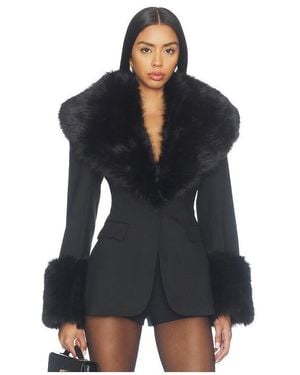 Naked Wardrobe Suiting Faux Fur Blazer - Black
