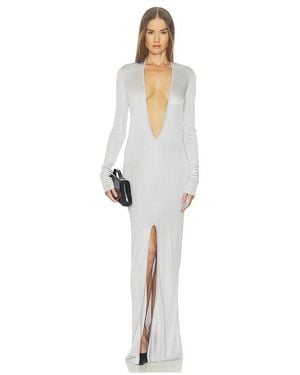 Helsa Monrow Plunge Knit Gown - Metallic