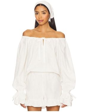 Sleeper Cha-Cha Lounge Blouse - White