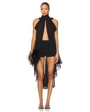 La Fuori Gathered Halter Top - Schwarz