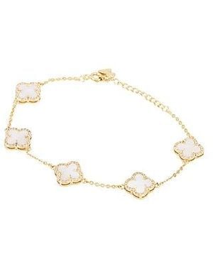 By Adina Eden Mini Multi Pave Outlined Coloured Clover Bracelet - Metallic