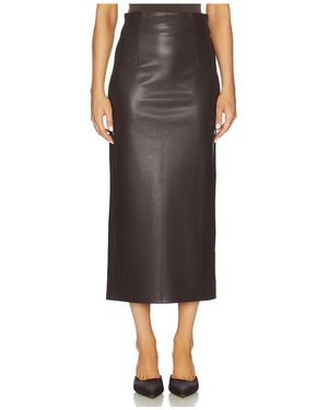 Enza Costa Leather Hi-Waist Curve Skirt - Black