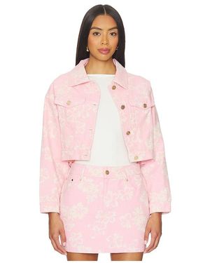 Kulani Kinis Pixie Cropped Denim Jacket - Pink