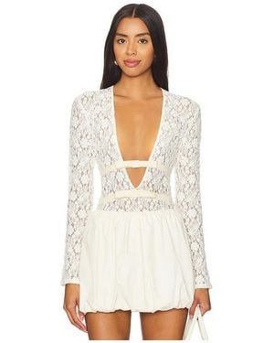 YUHAN WANG Ribbon Tied Lace Top - White