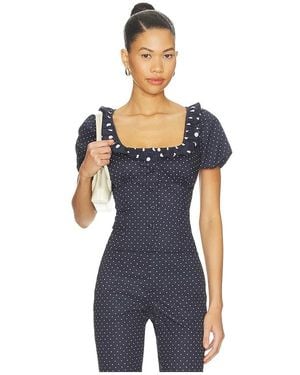 WeWoreWhat Ruffle Button Up Top - Blue