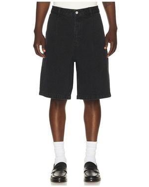DUNST Pleated Bermuda Denim Shorts - Black