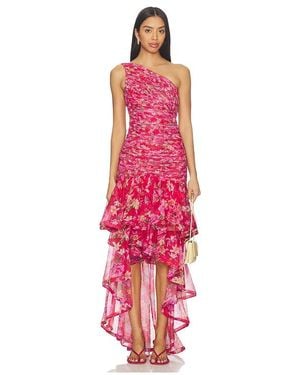 PATBO Peony Asymmetrical Maxi Dress - Red