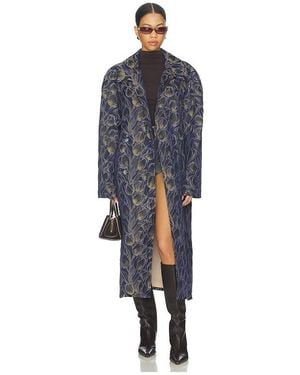 Milkwhite Long Printed Coat - Blue