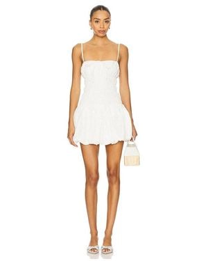 MAJORELLE Bow-Shoulder Charmeuse Mini Dress in White | Lyst