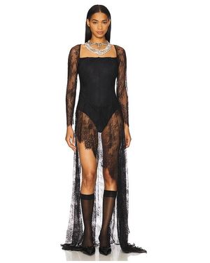 Kim Shui Asymmetrical Corset Lace Dress - Black