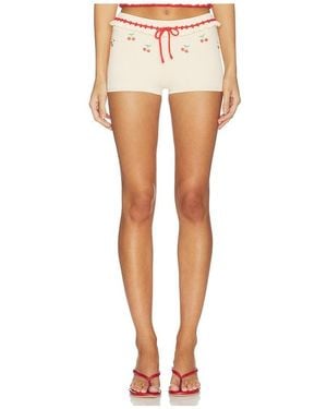 Lovers + Friends Felina Cherry Embroidered Short - White