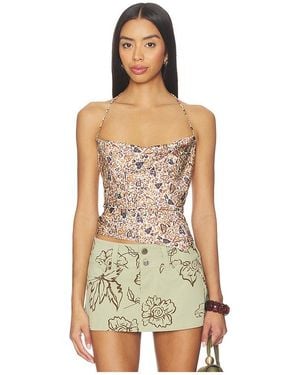 Juliet Johnstone Oberteil Satin Cowl Neck Halter - Mehrfarbig