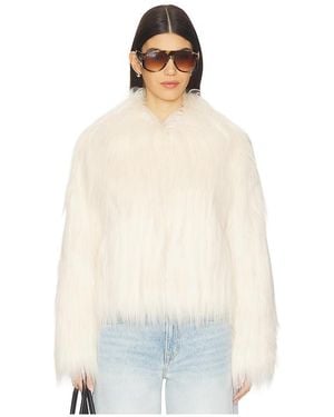 LoveShackFancy Fallon Faux Fur Jacket - White