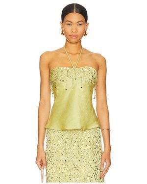 Asta Resort Yasmin Hand Beaded Halter Neck Top - Yellow