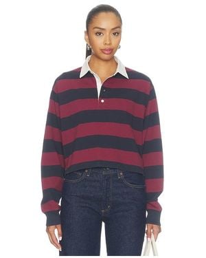 GOOD AMERICAN The Cropped Rugby Polo - Blue