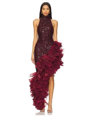 ROTATE BIRGER CHRISTENSEN Kleid Sequins Midi Ruffle - Rot