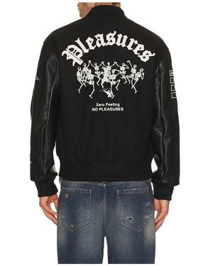 Pleasures X Zero Skateboards Varsity Jacket - Black