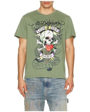 Ed Hardy Heart Skull Tee - Green