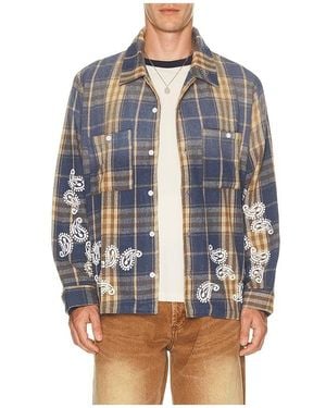 Ryoko Rain Plaid Paisley Flannel - Blue
