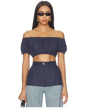 Matthew Bruch Bubble Crop Top - Blue