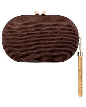 OLGA BERG Natalie Pleated Oval Clutch - Brown