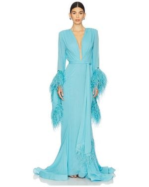 Bronx and Banco Geisha V Neck Gown - Blue