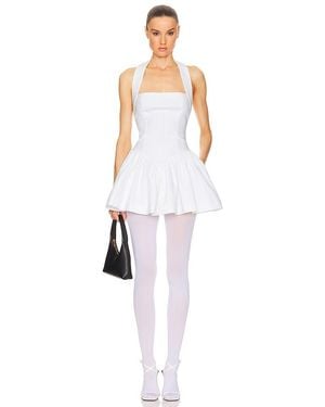 Helsa Faille Halter Mini Dress - White