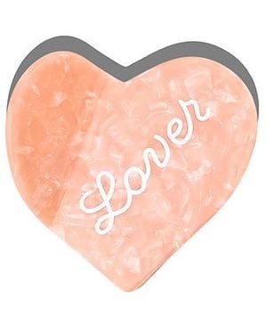 Solar Eclipse Pinza De Garra Para El Cabello Con Corazón “Lover” Pintado A Mano Hand-Painted Lover Heart Claw Clip En Color Coral Talla - Rosa