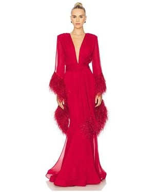 Bronx and Banco Geisha V-Neck Gown - レッド