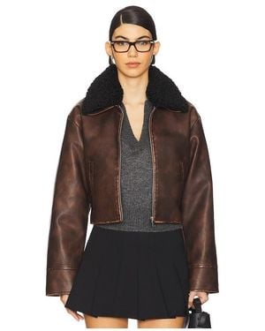 MORE TO COME Lexi Faux Leather Jacket - Brown