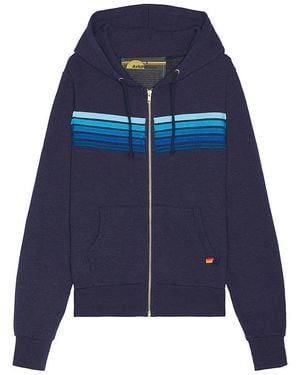 Aviator Nation 5 Stripe Zip Hoodie - Blue