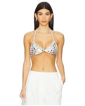 Nue Studio Sujetador Triangular De Espejo En Color Plateado Metálico Talla En - Blanco