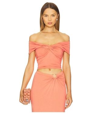 GOOD AMERICAN Stretch Jersey Twist Off Top - Pink